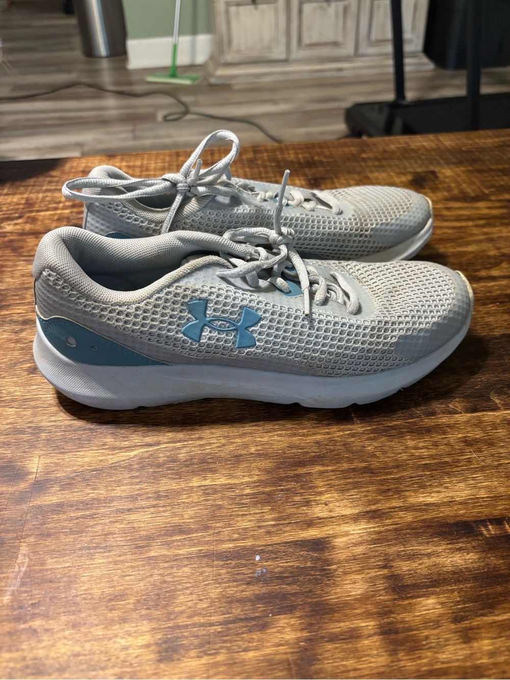 Under Armour Kids Light Gray Sneakers with Blue Logo Accent